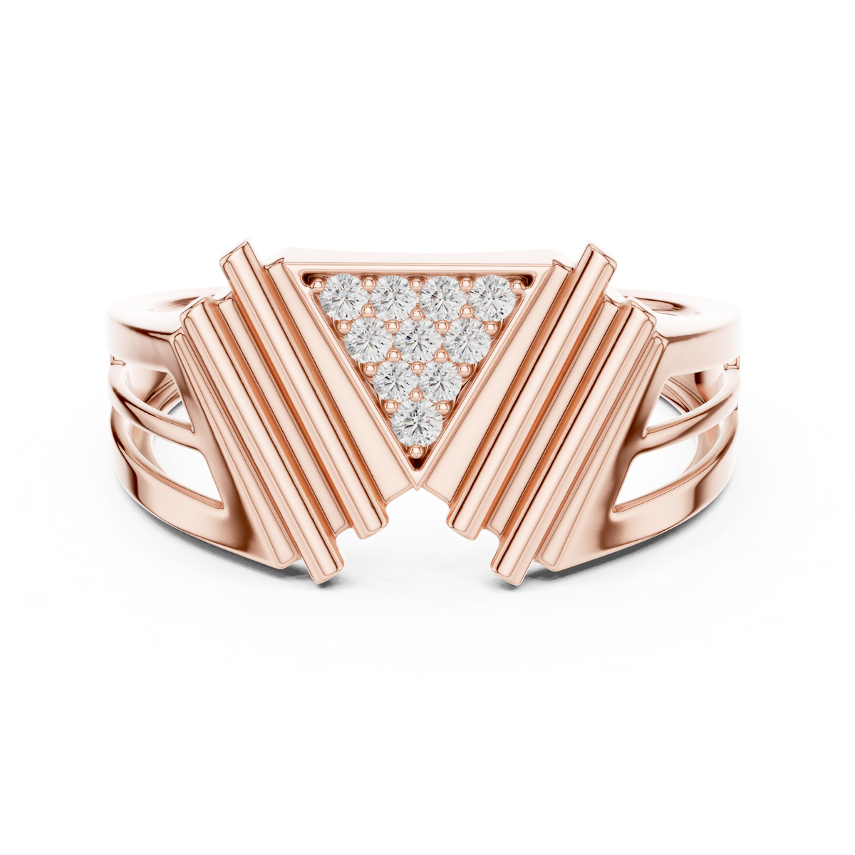 Virelia Sculpted Chevron Lab Grown Diamond Band Ring
