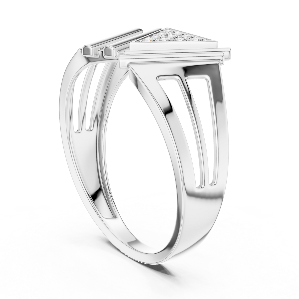 Virelia Sculpted Chevron Lab Grown Diamond Band Ring