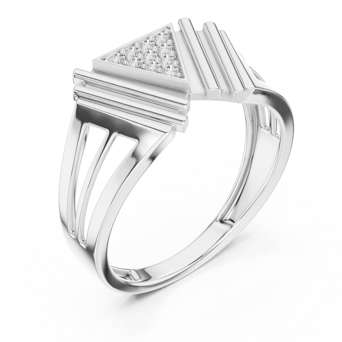 Virelia Sculpted Chevron Lab Grown Diamond Band Ring