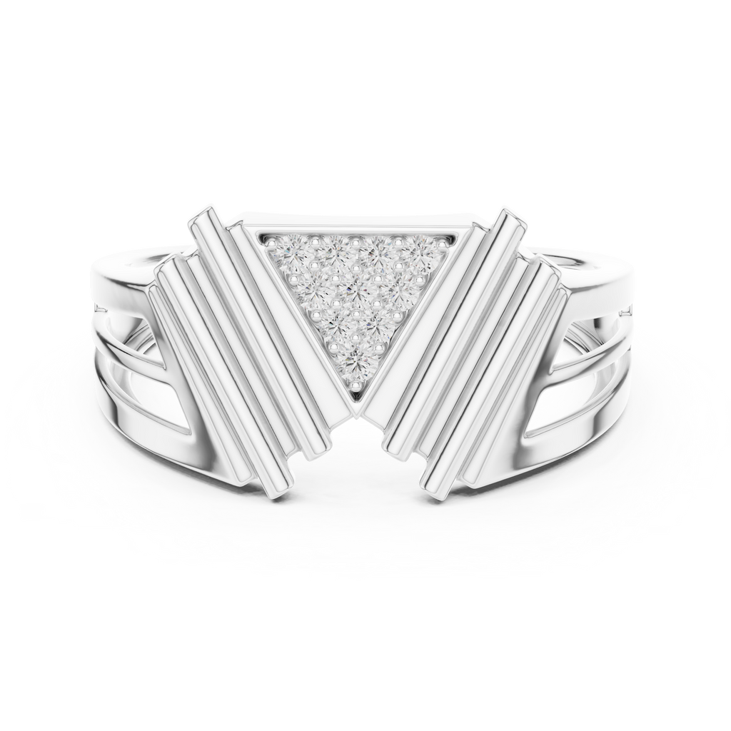 Virelia Sculpted Chevron Lab Grown Diamond Band Ring