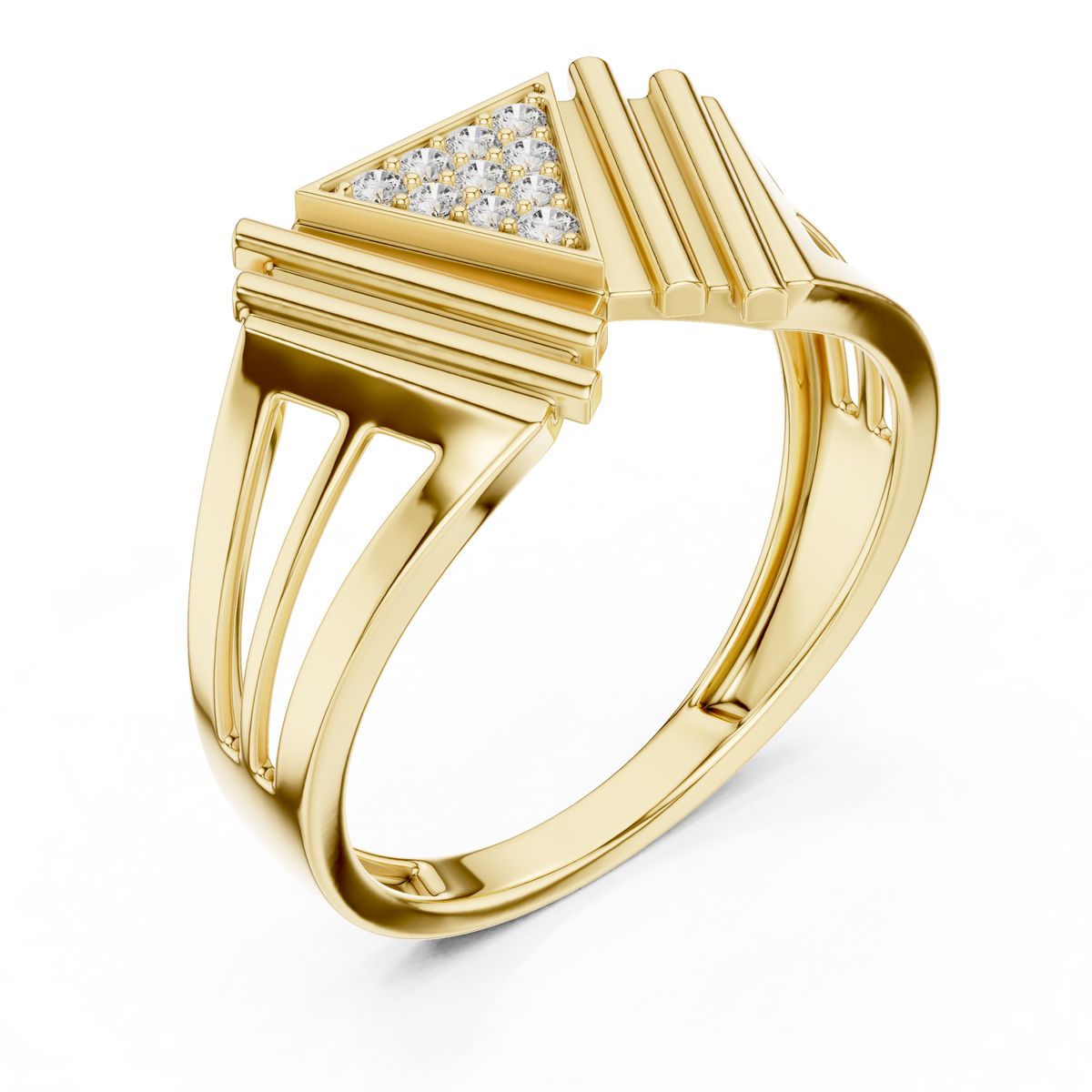 Virelia Sculpted Chevron Lab Grown Diamond Band Ring