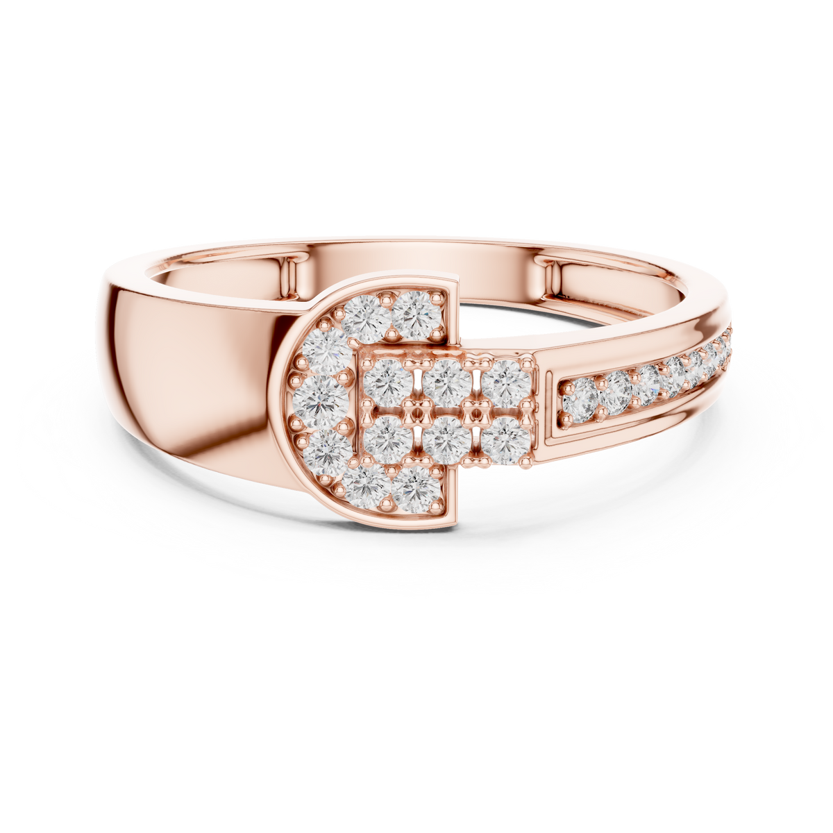 Halvera Men's Half Moon Strap Pavé Lab Grown Diamond Ring