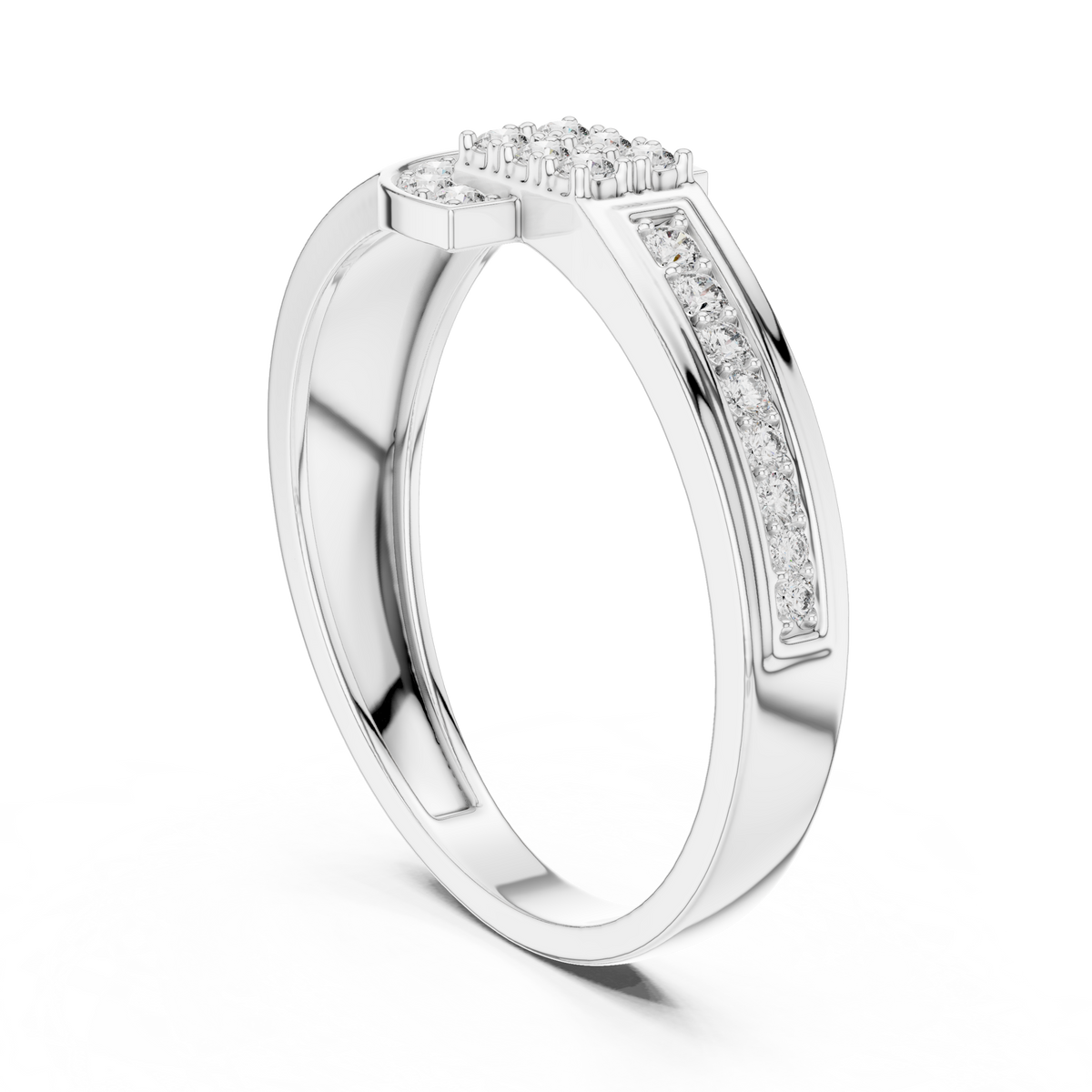 Halvera Men's Half Moon Strap Pavé Lab Grown Diamond Ring