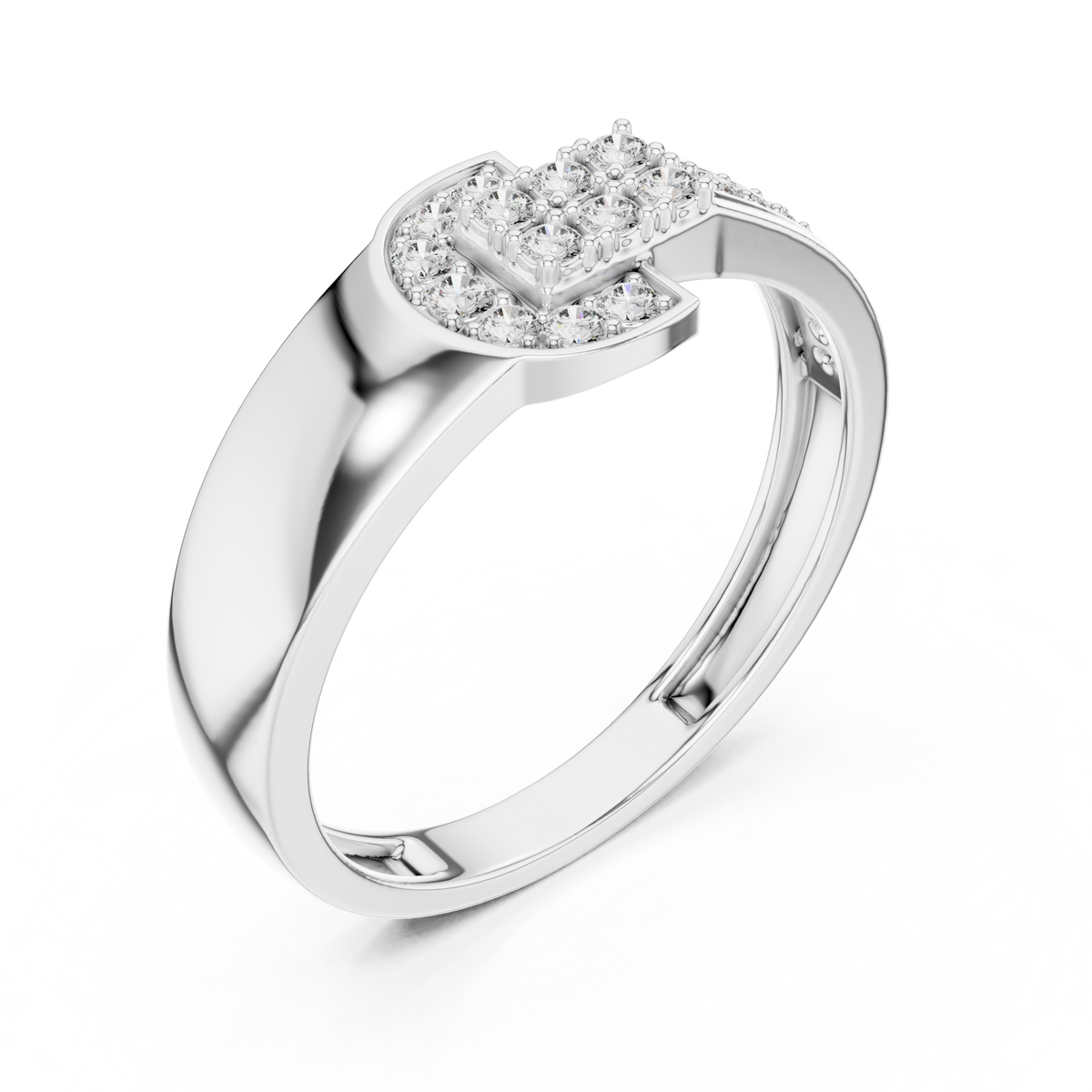 Halvera Men's Half Moon Strap Pavé Lab Grown Diamond Ring