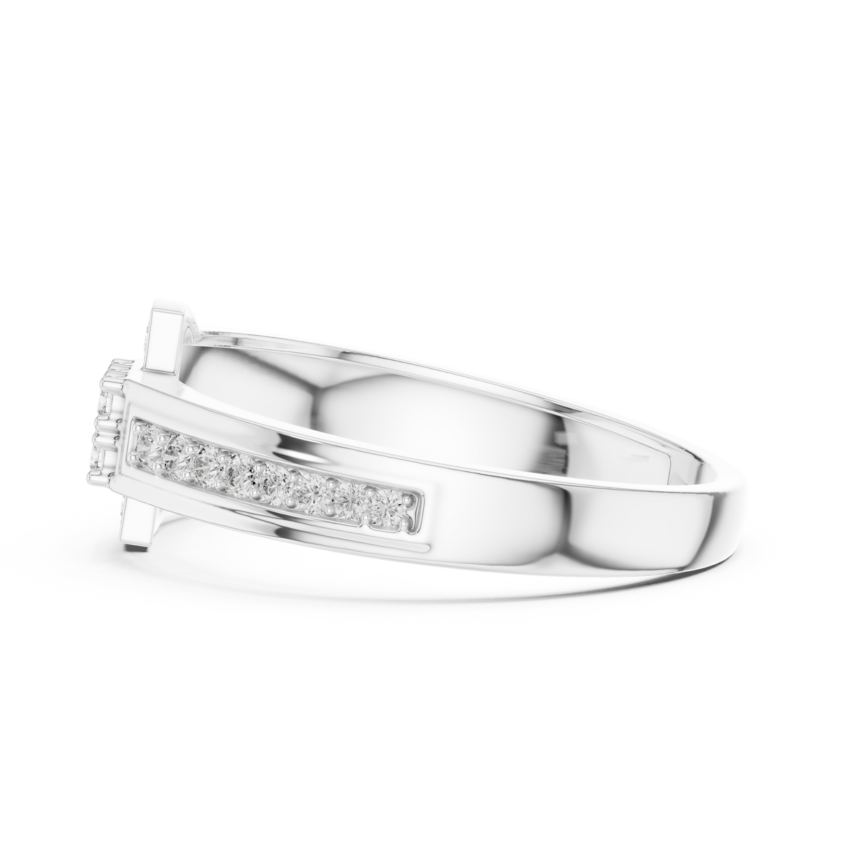Halvera Men's Half Moon Strap Pavé Lab Grown Diamond Ring