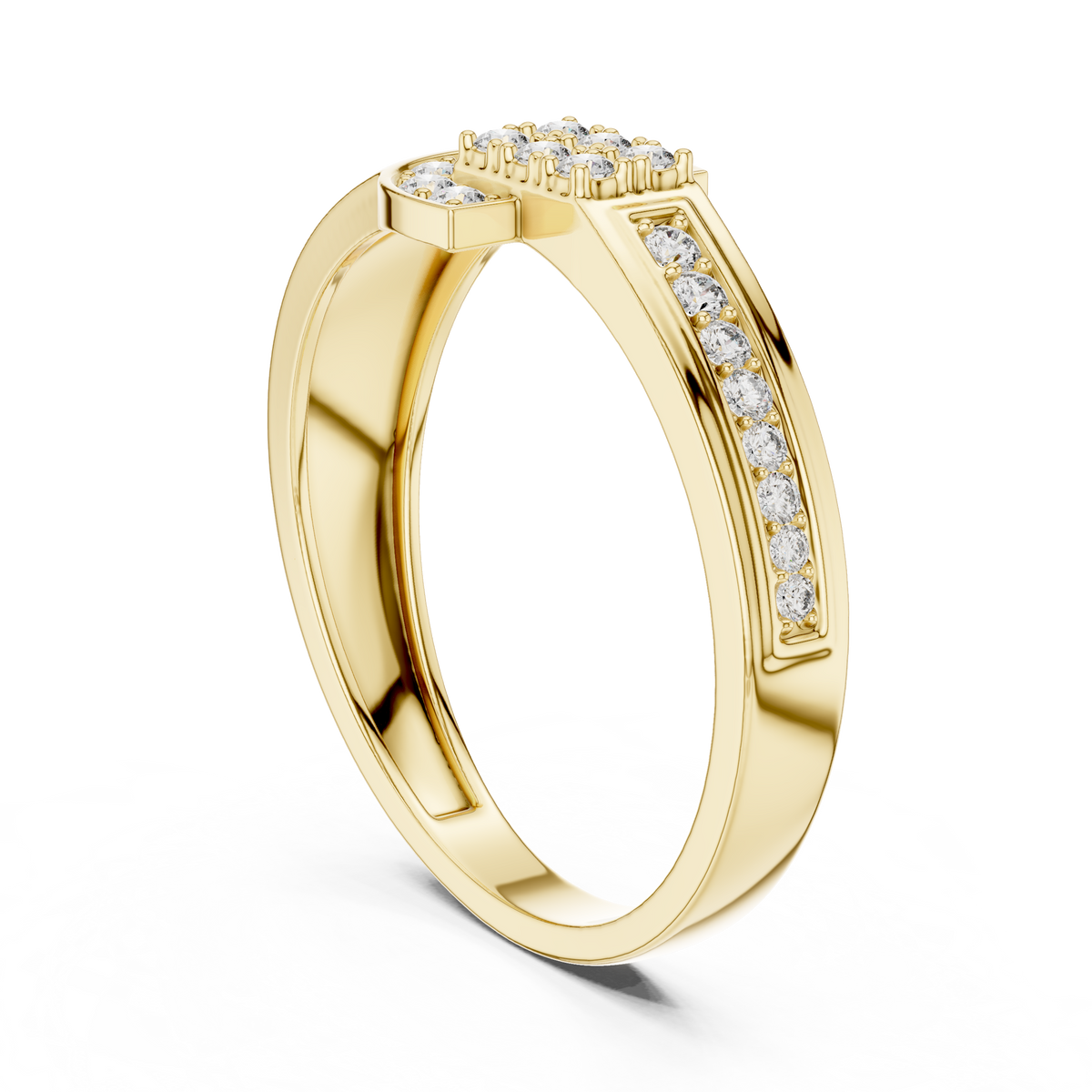 Halvera Men's Half Moon Strap Pavé Lab Grown Diamond Ring