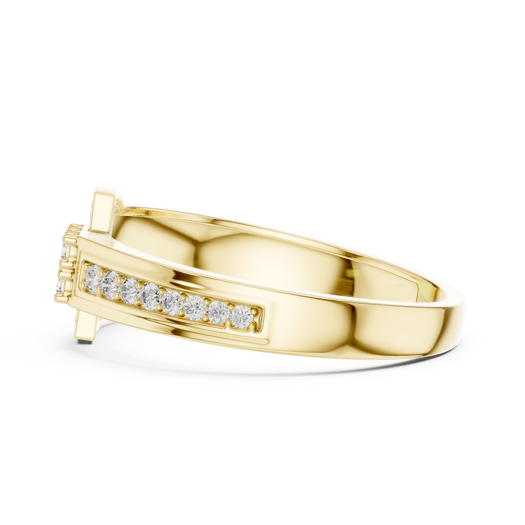 Halvera Men's Half Moon Strap Pavé Lab Grown Diamond Ring
