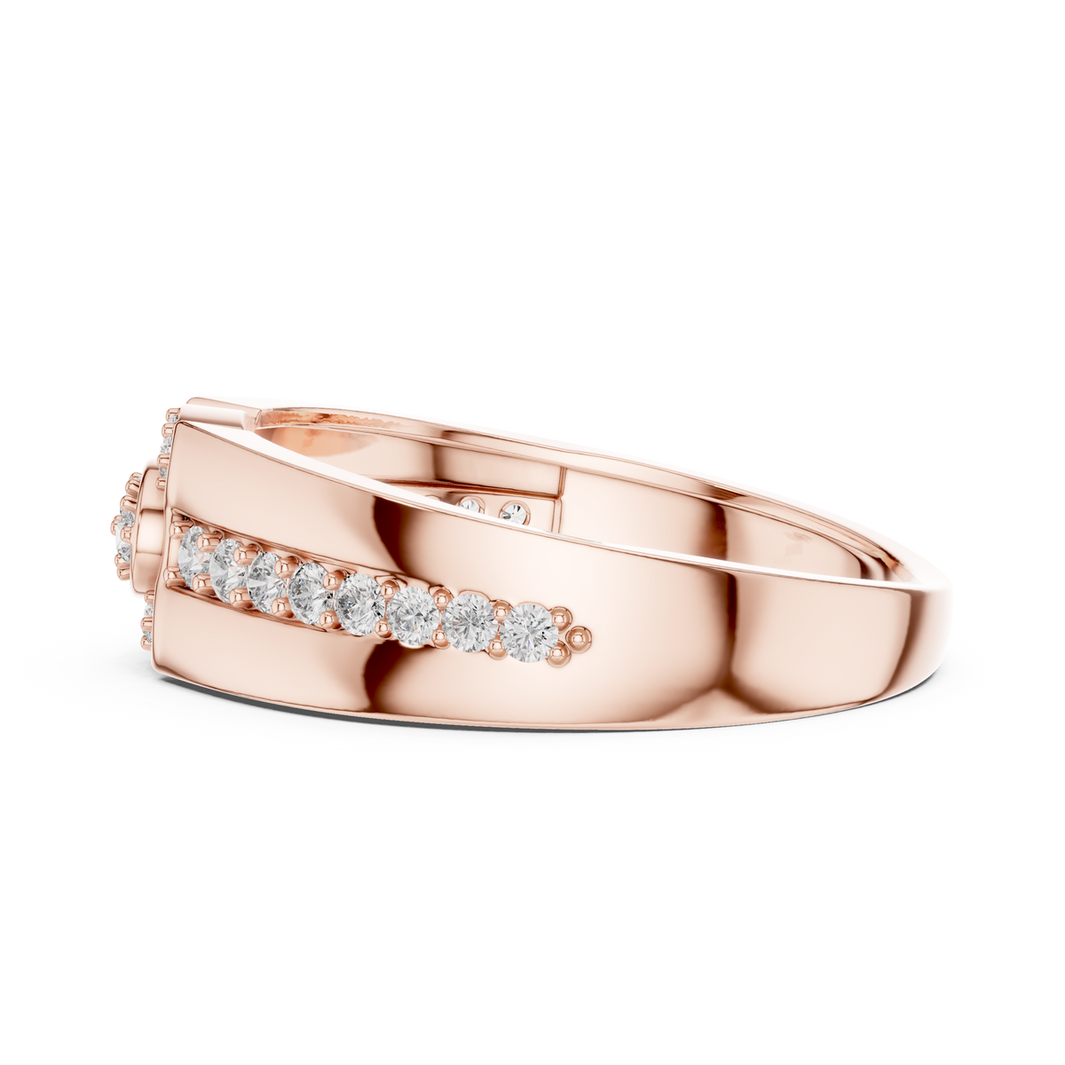 Nobilis Men's Oval Cluster Channel Pavé Lab Grown Diamond Band