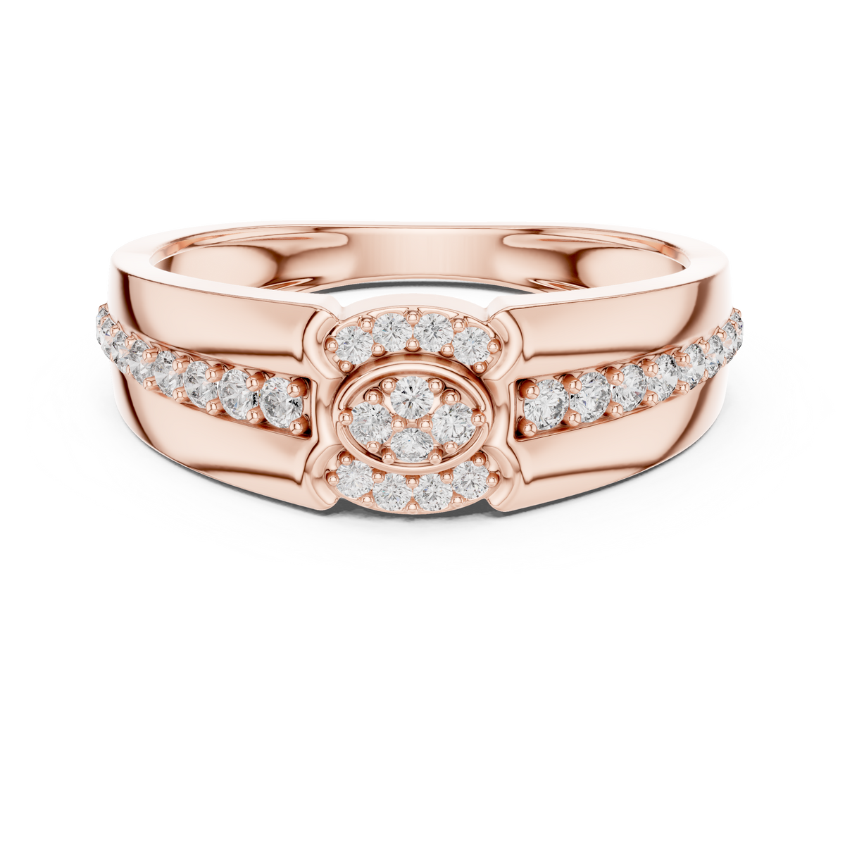 Nobilis Men's Oval Cluster Channel Pavé Lab Grown Diamond Band