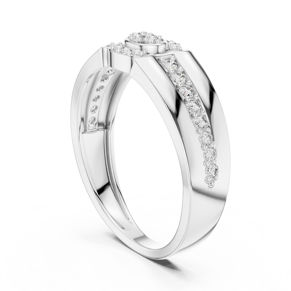 Nobilis Men's Oval Cluster Channel Pavé Lab Grown Diamond Band