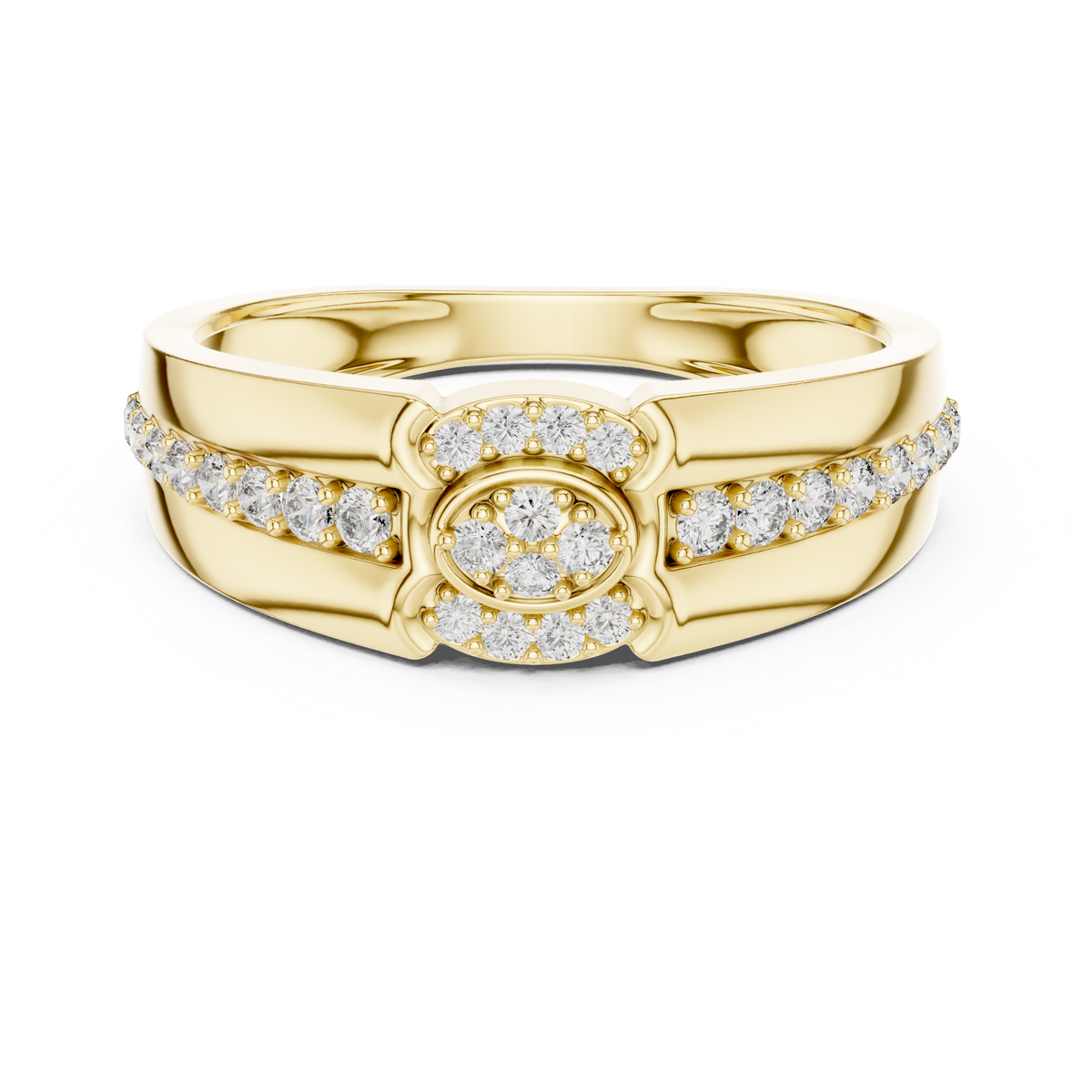 Nobilis Men's Oval Cluster Channel Pavé Lab Grown Diamond Band