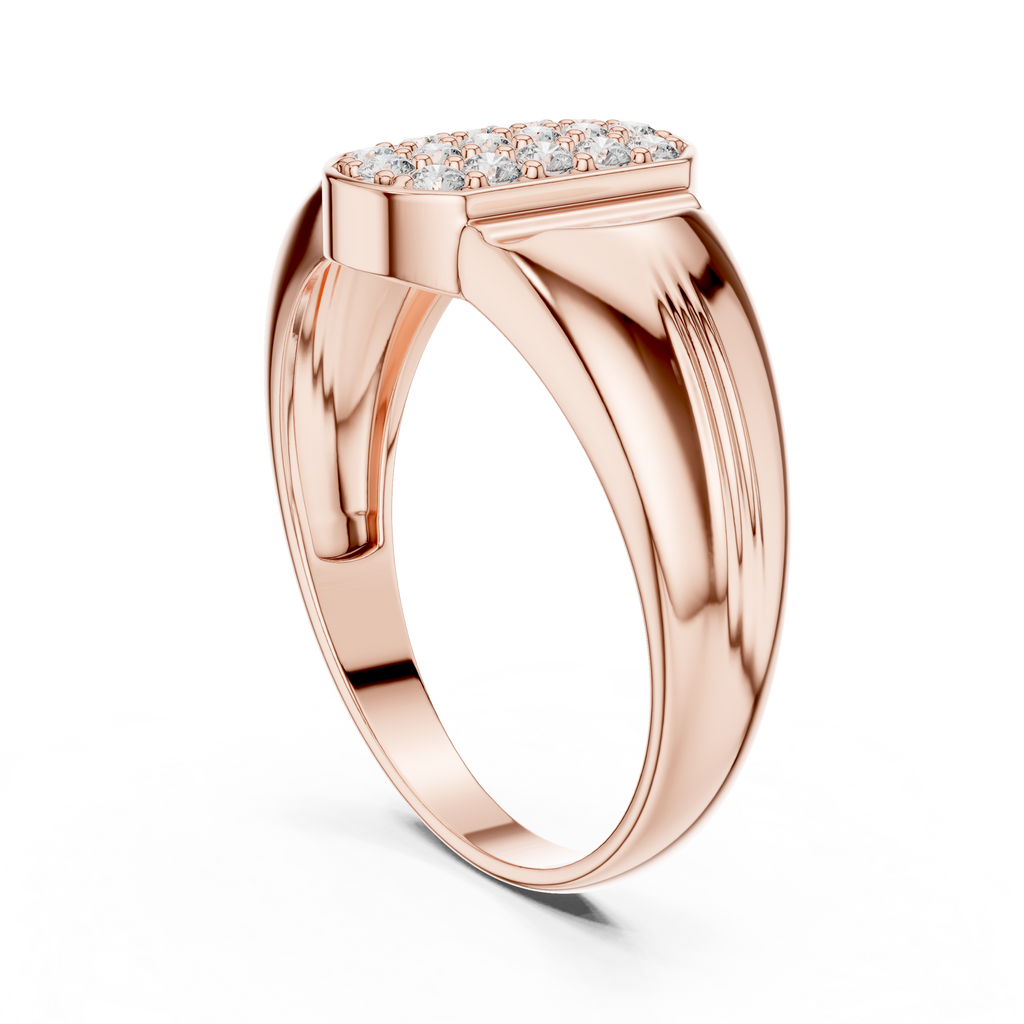 Aurion Men's Oval Pavé Signet Lab Grown Diamond Ring