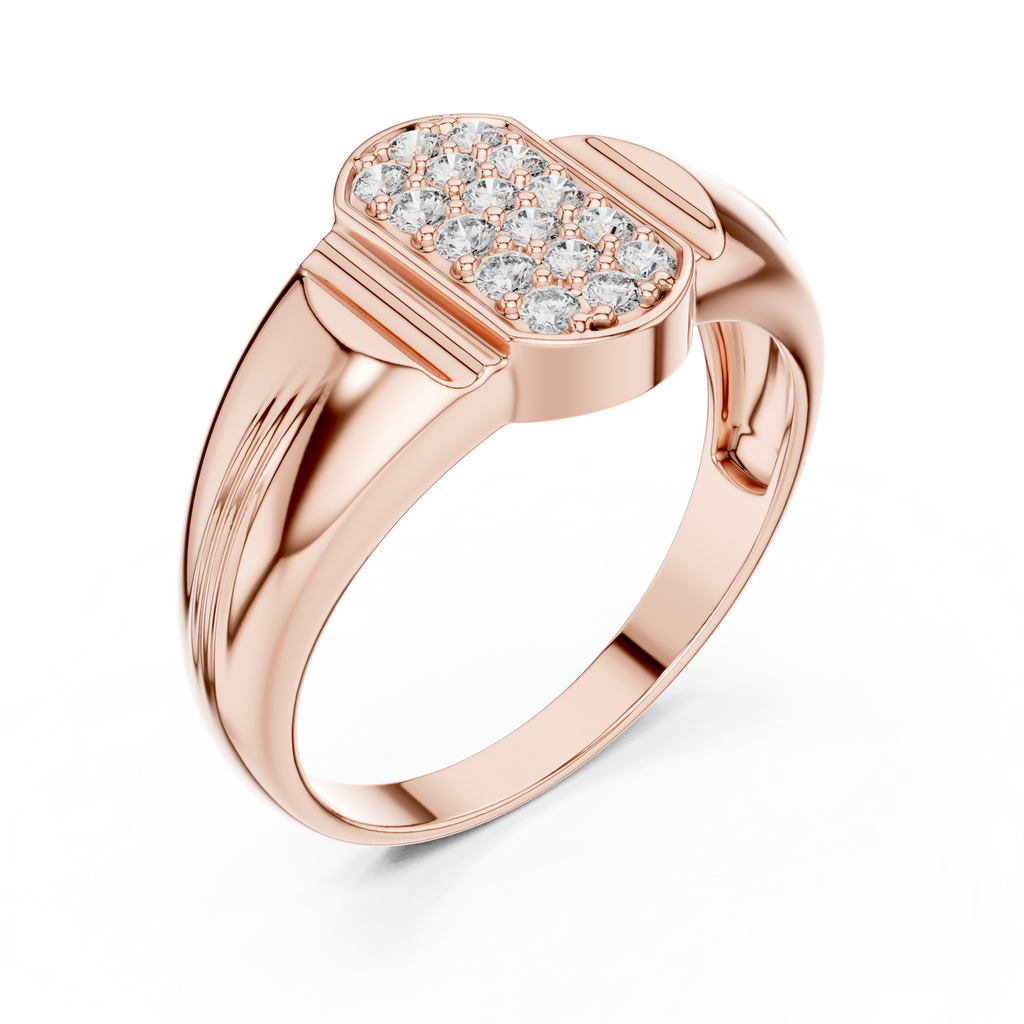 Aurion Men's Oval Pavé Signet Lab Grown Diamond Ring