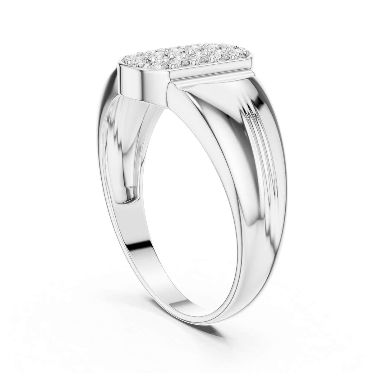 Aurion Men's Oval Pavé Signet Lab Grown Diamond Ring