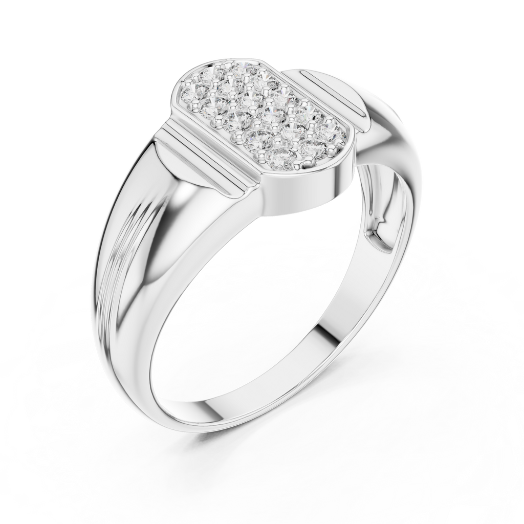 Aurion Men's Oval Pavé Signet Lab Grown Diamond Ring