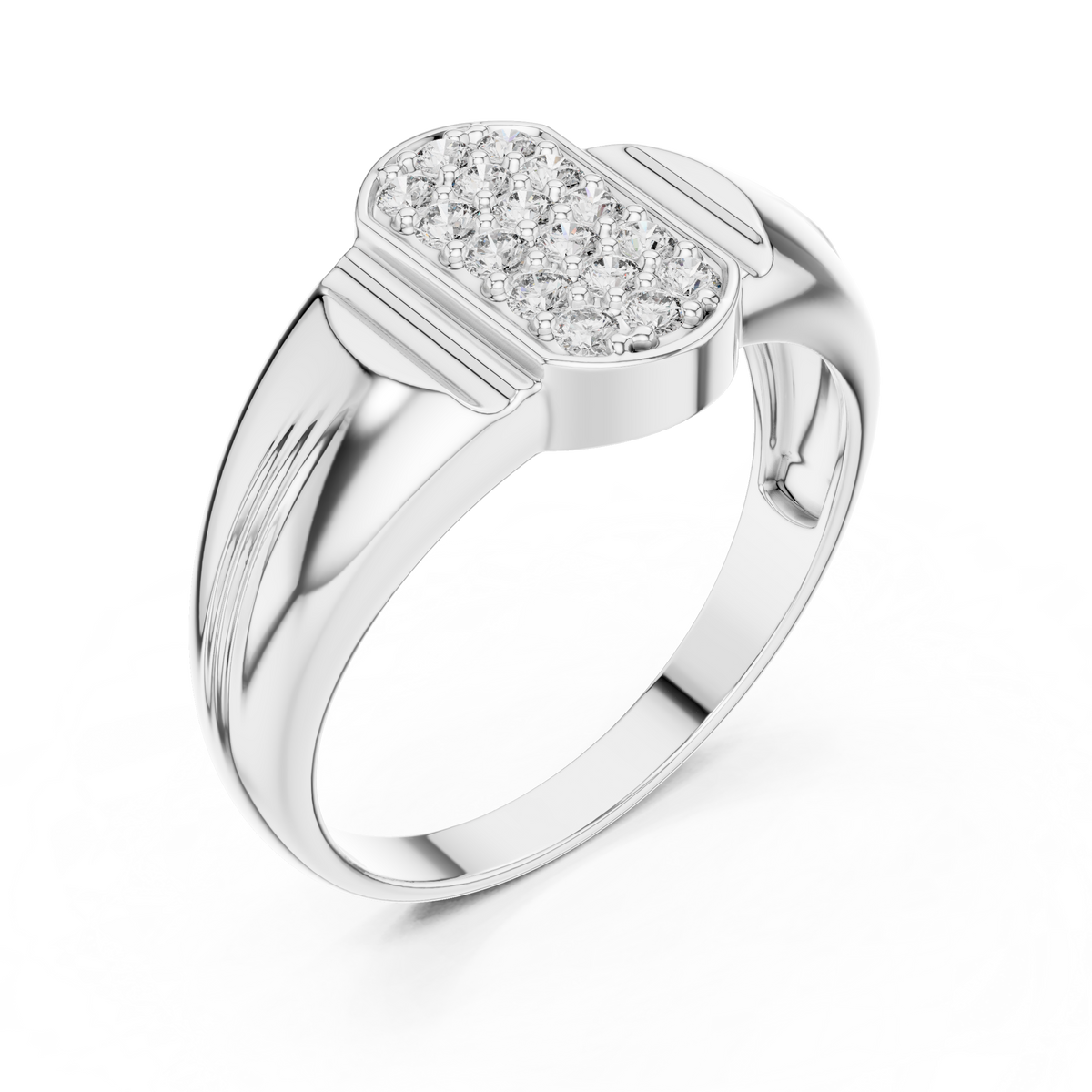 Aurion Men's Oval Pavé Signet Lab Grown Diamond Ring