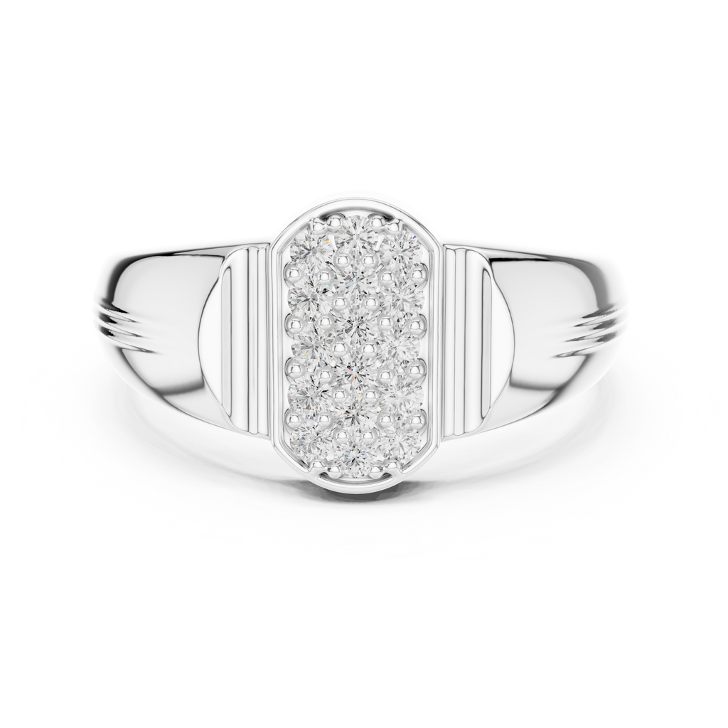 Aurion Men's Oval Pavé Signet Lab Grown Diamond Ring