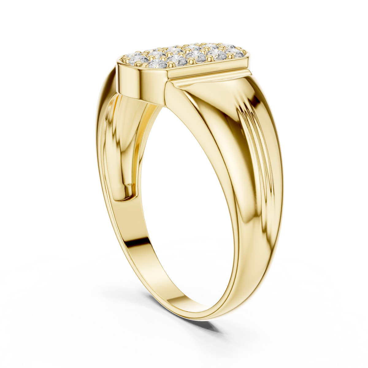 Aurion Men's Oval Pavé Signet Lab Grown Diamond Ring