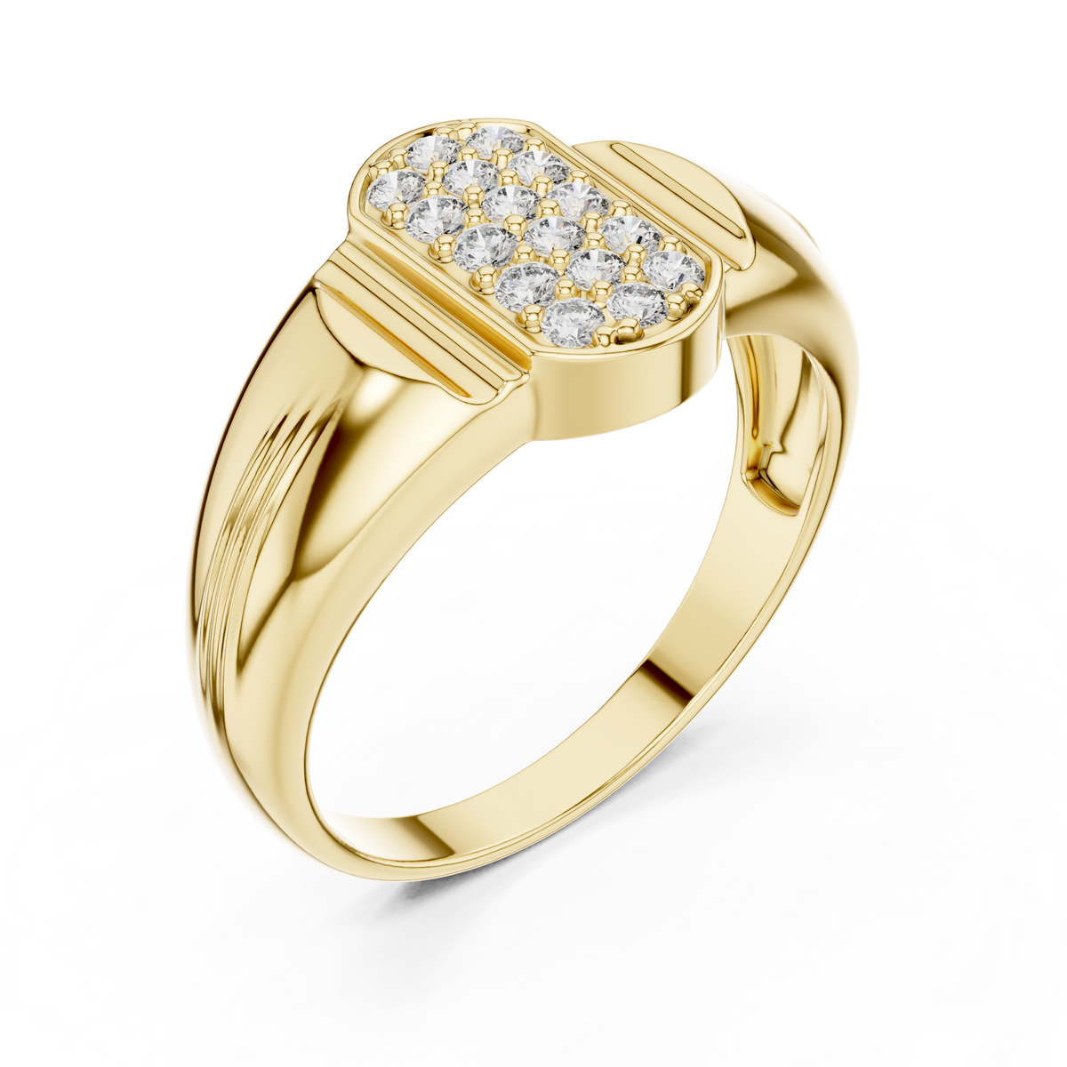 Aurion Men's Oval Pavé Signet Lab Grown Diamond Ring