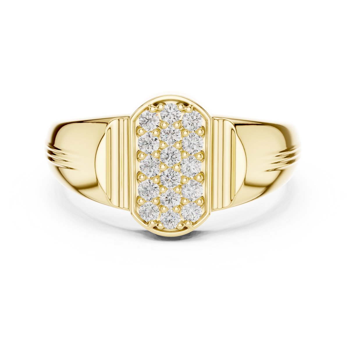 Aurion Men's Oval Pavé Signet Lab Grown Diamond Ring