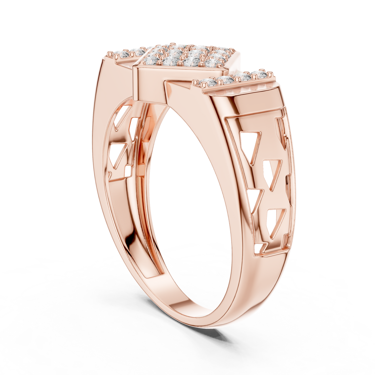 Valorix Men's Diamond Cluster Signet Lab Grown Diamond Ring