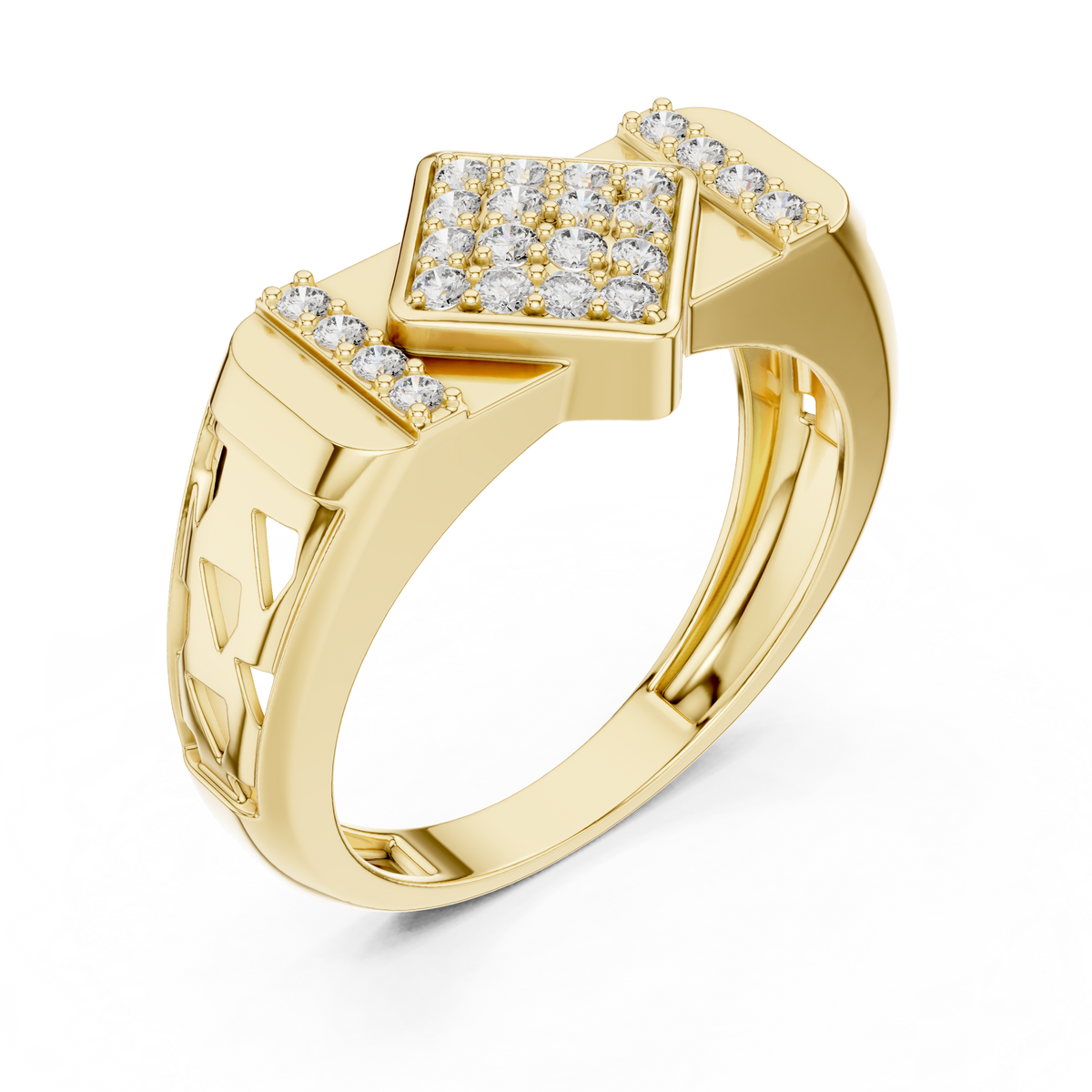 Valorix Men's Diamond Cluster Signet Lab Grown Diamond Ring