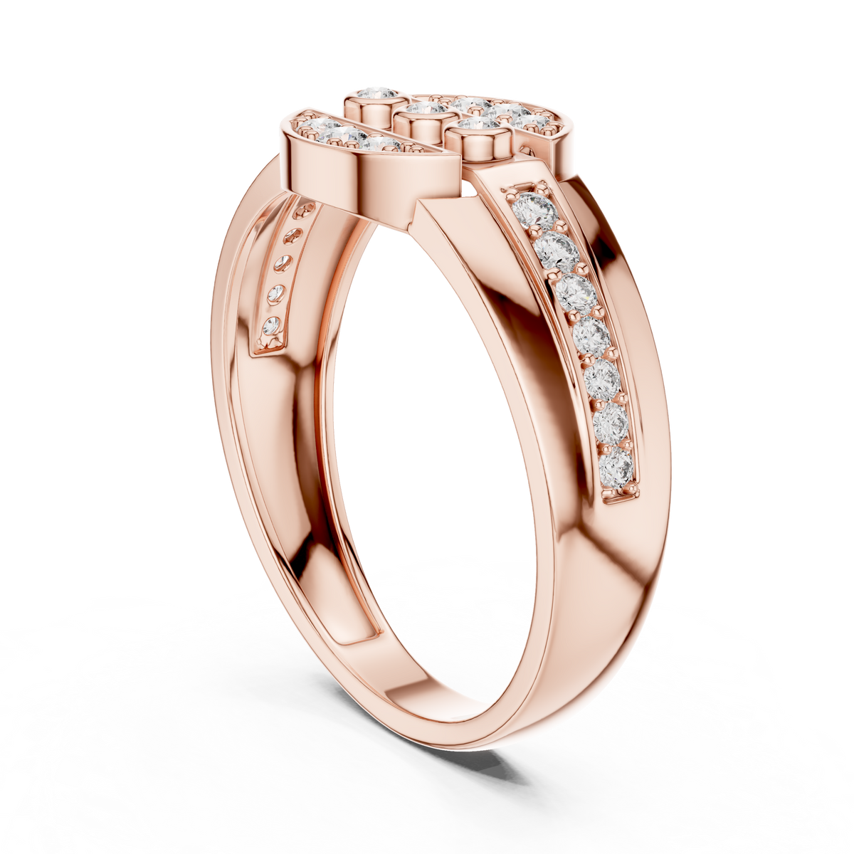 Leona Lab Grown Diamond Round Medallion Statement Band Ring