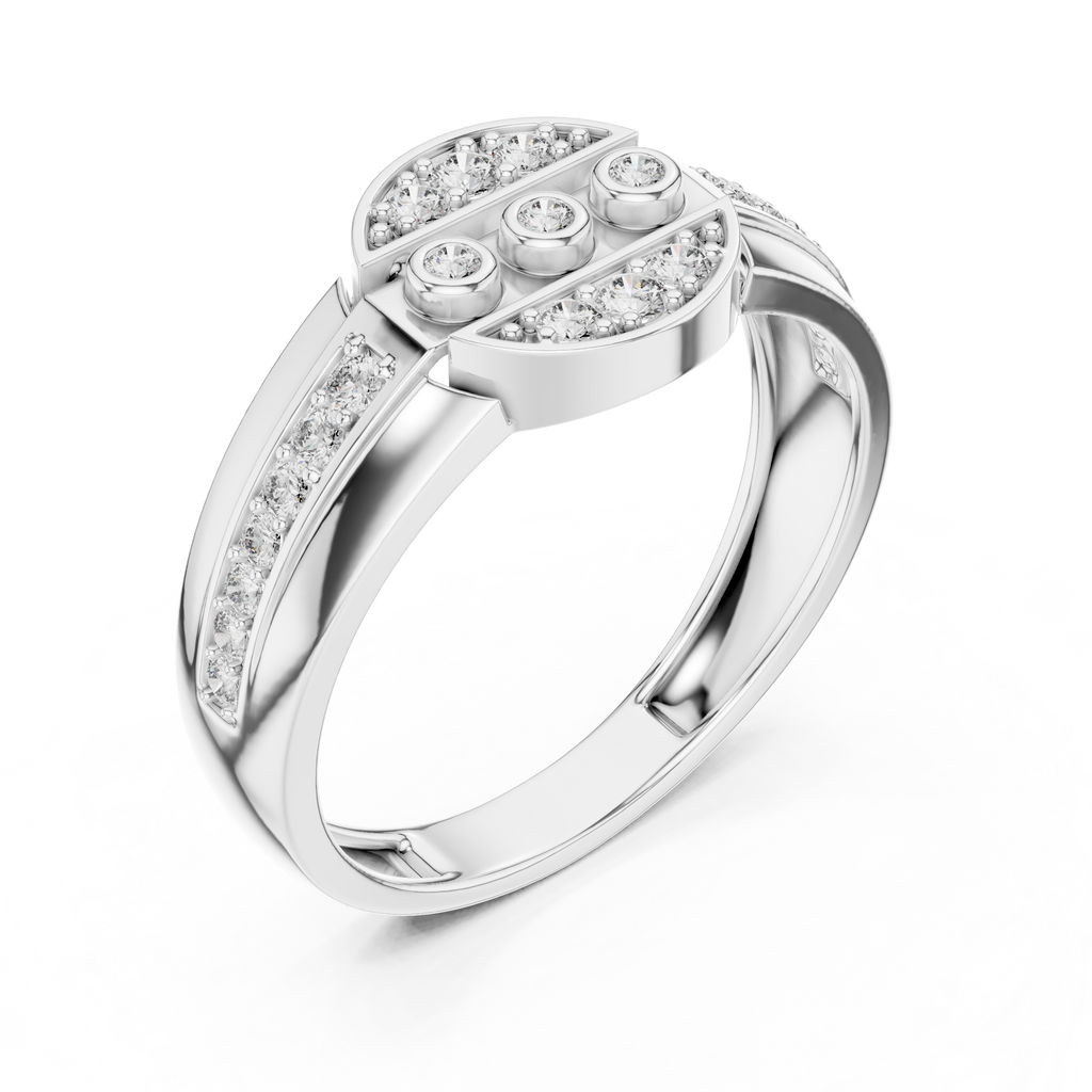 Leona Lab Grown Diamond Round Medallion Statement Band Ring