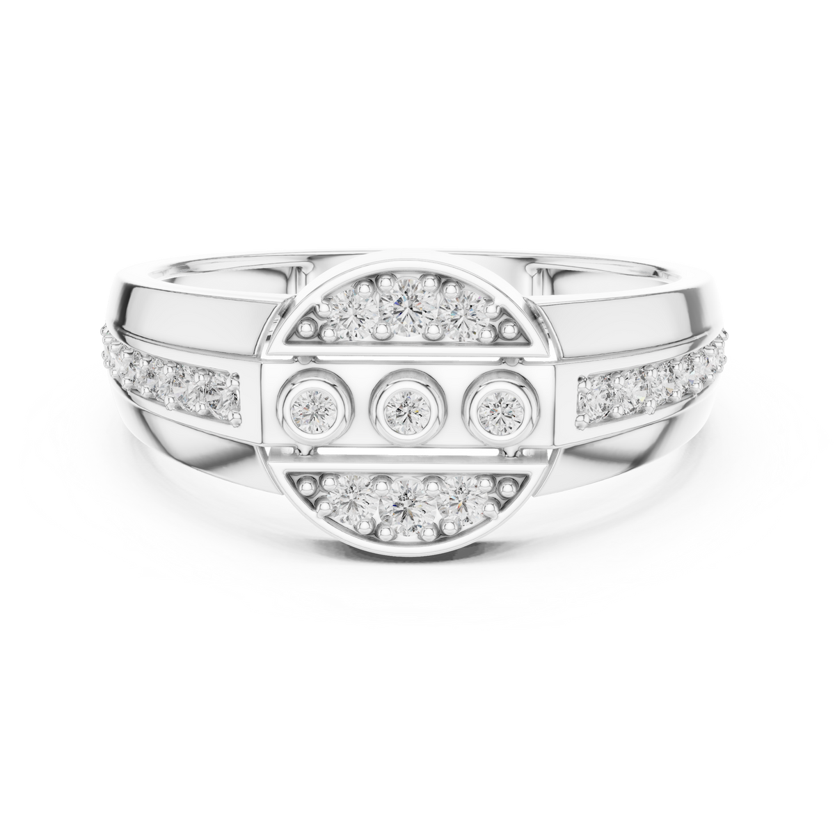 Leona Lab Grown Diamond Round Medallion Statement Band Ring