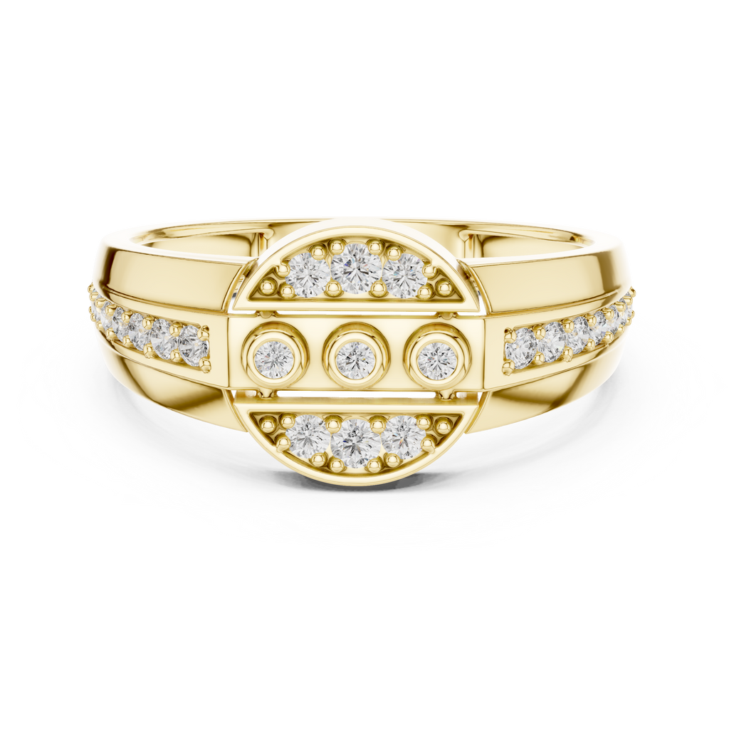Leona Lab Grown Diamond Round Medallion Statement Band Ring
