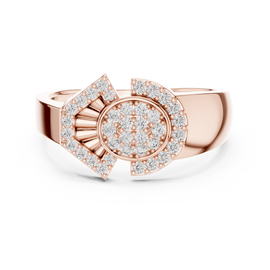Odette Lab Grown Diamond Art Deco Fan Oval Cluster Statement Ring