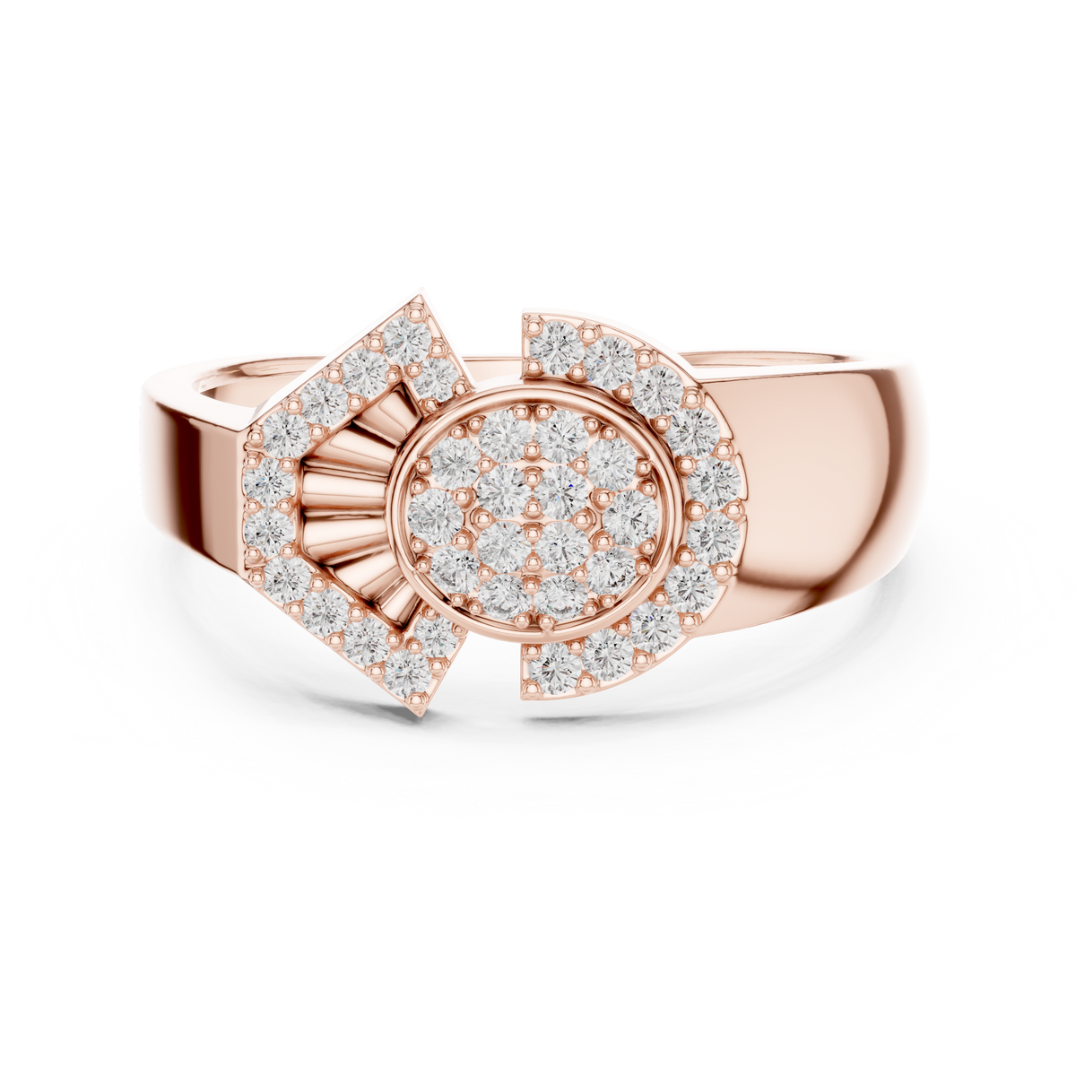 Odette Lab Grown Diamond Art Deco Fan Oval Cluster Statement Ring