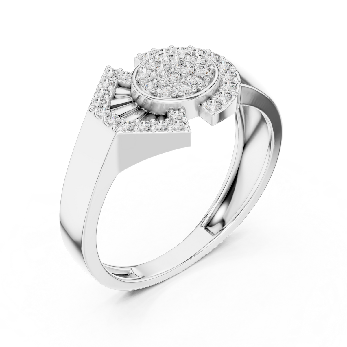Odette Lab Grown Diamond Art Deco Fan Oval Cluster Statement Ring