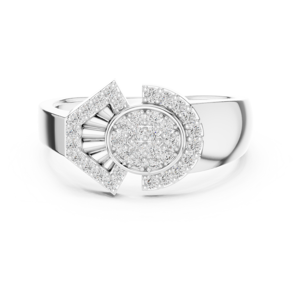 Odette Lab Grown Diamond Art Deco Fan Oval Cluster Statement Ring