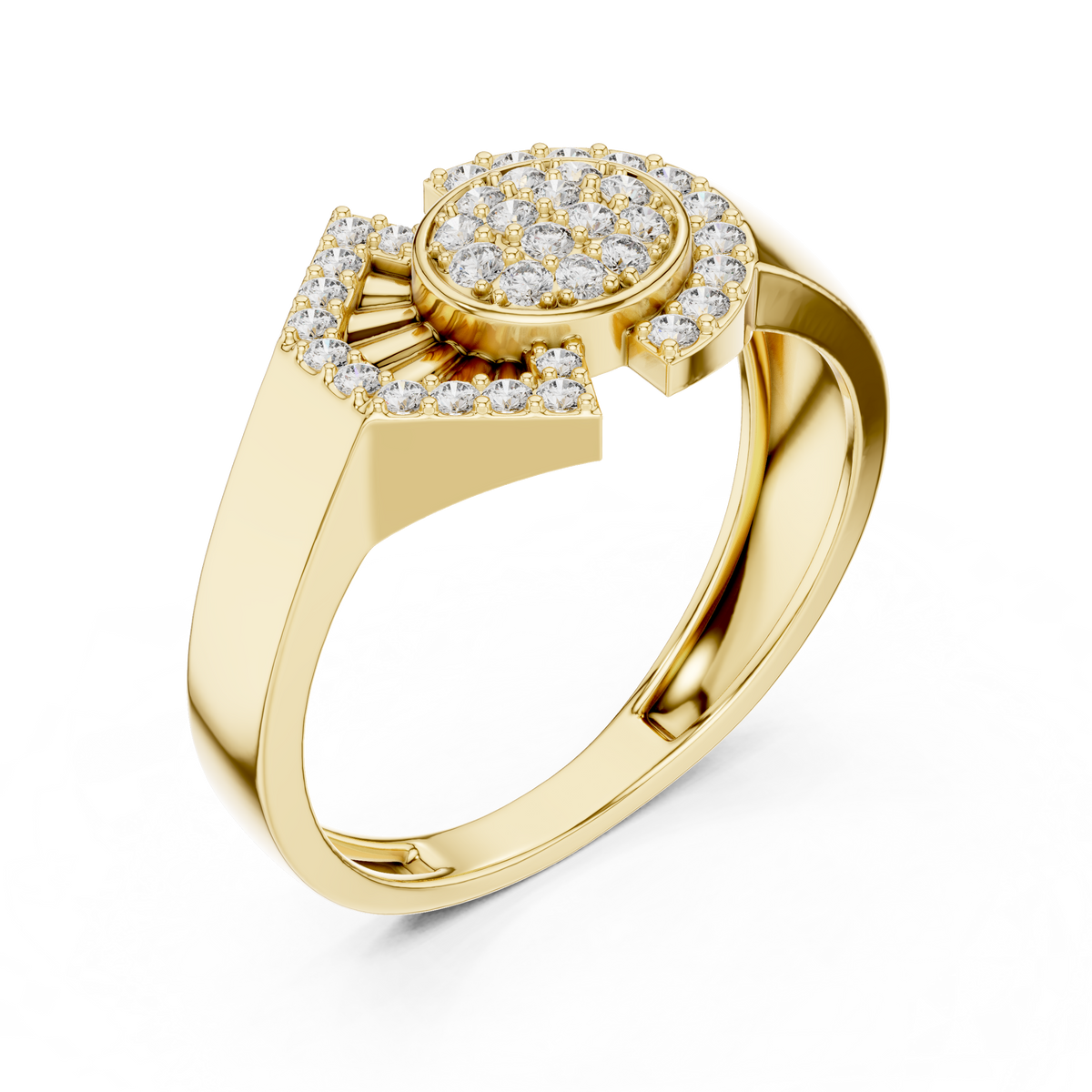 Odette Lab Grown Diamond Art Deco Fan Oval Cluster Statement Ring