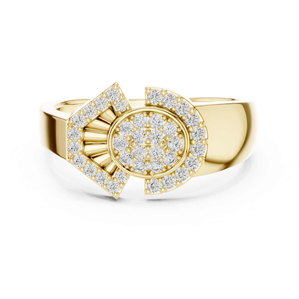 Odette Lab Grown Diamond Art Deco Fan Oval Cluster Statement Ring