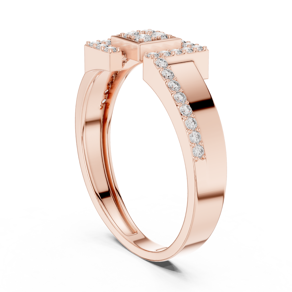 Quinn Lab Grown Diamond Offset Square Bypass Statement Ring with Pavé Brackets