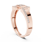 Quinn Lab Grown Diamond Offset Square Bypass Statement Ring with Pavé Brackets