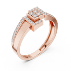 Quinn Lab Grown Diamond Offset Square Bypass Statement Ring with Pavé Brackets