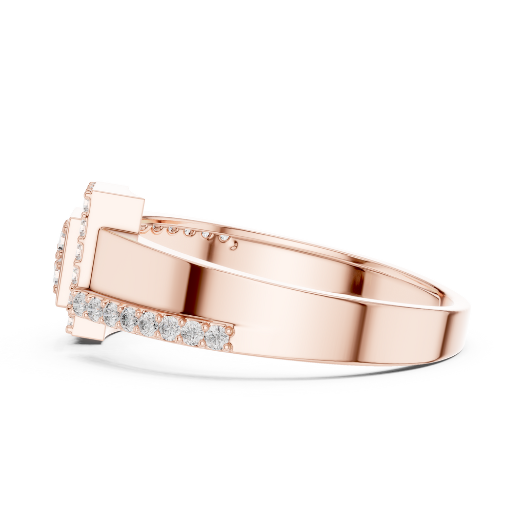 Quinn Lab Grown Diamond Offset Square Bypass Statement Ring with Pavé Brackets