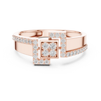 Quinn Lab Grown Diamond Offset Square Bypass Statement Ring with Pavé Brackets