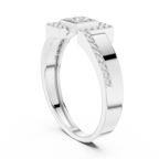 Quinn Lab Grown Diamond Offset Square Bypass Statement Ring with Pavé Brackets