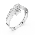 Quinn Lab Grown Diamond Offset Square Bypass Statement Ring with Pavé Brackets