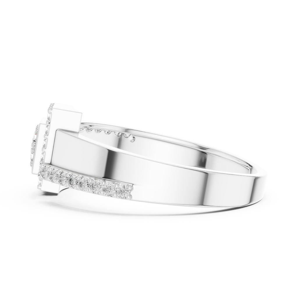 Quinn Lab Grown Diamond Offset Square Bypass Statement Ring with Pavé Brackets