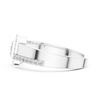 Quinn Lab Grown Diamond Offset Square Bypass Statement Ring with Pavé Brackets