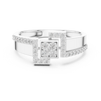 Quinn Lab Grown Diamond Offset Square Bypass Statement Ring with Pavé Brackets