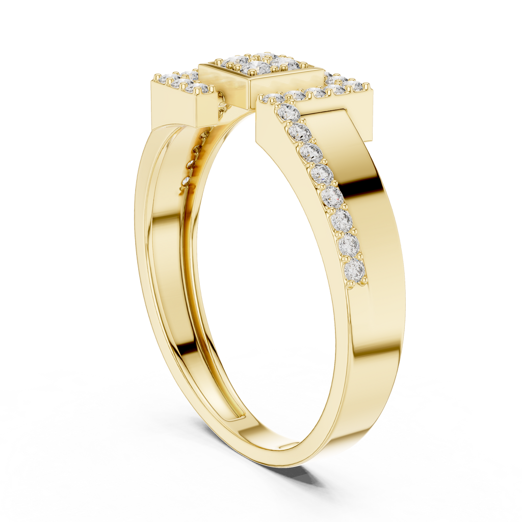 Quinn Lab Grown Diamond Offset Square Bypass Statement Ring with Pavé Brackets