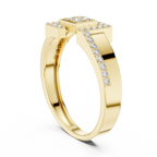 Quinn Lab Grown Diamond Offset Square Bypass Statement Ring with Pavé Brackets