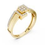 Quinn Lab Grown Diamond Offset Square Bypass Statement Ring with Pavé Brackets