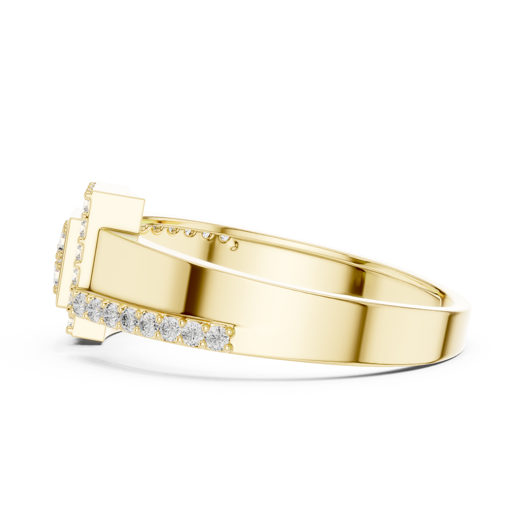 Quinn Lab Grown Diamond Offset Square Bypass Statement Ring with Pavé Brackets